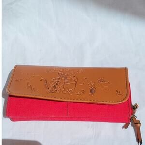 Disney Winnie The Pooh Red/Brown Leather Clutch Wallet